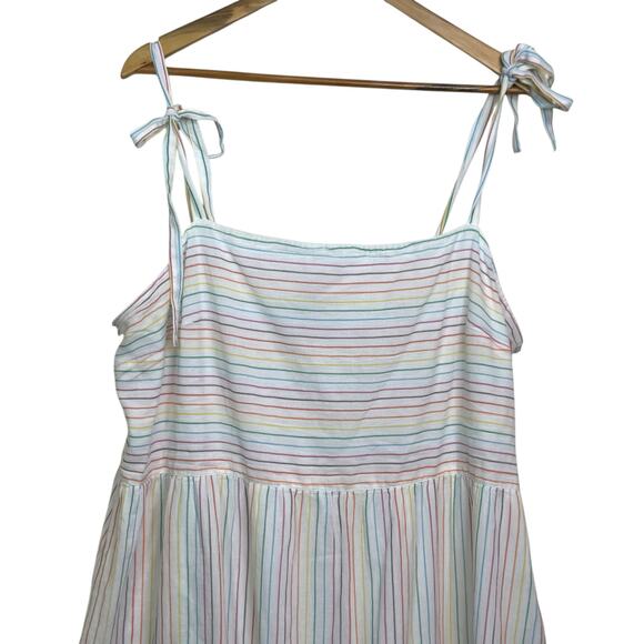 Gap Plus Size XXL Rainbow Striped Gauze Tie Strap Midi Sun Dress - Picture 4 of 10